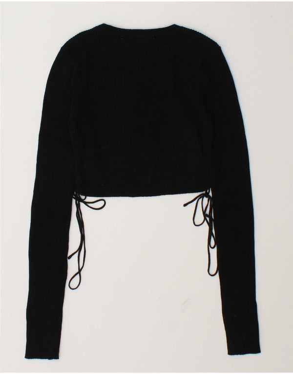 Zara Womens Crop Top Long Sleeve UK 6 XS Black
