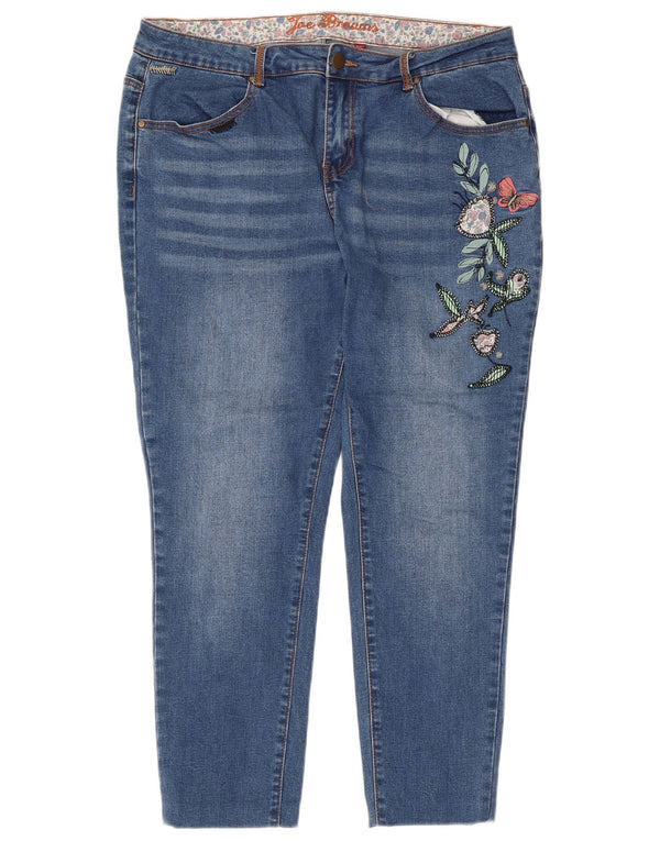 Joe Browns Womens Graphic Cropped Jeans UK 18 XL W36 L25 Blue Floral Cotton