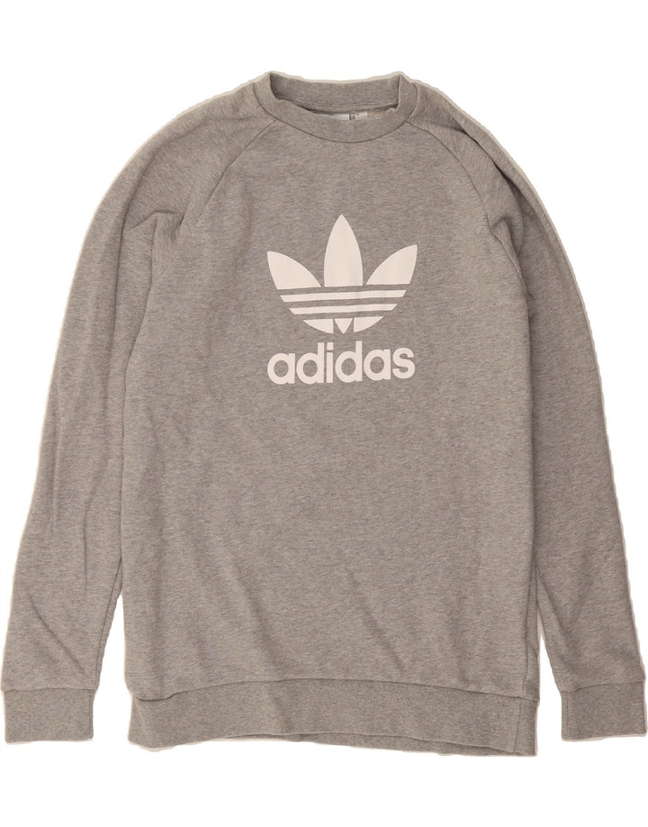 ADIDAS Mens Graphic Sweatshirt Jumper Medium Grey Cotton Vintage Adidas and Second-Hand Adidas from Messina Hembry 