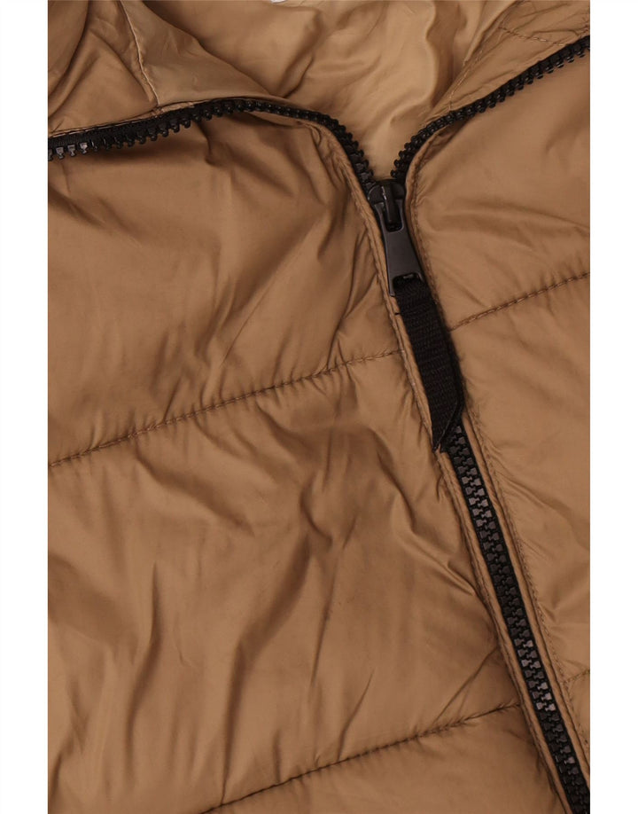 Zara Womens Hooded Oversized Padded Jacket UK 14 Medium Beige Nylon