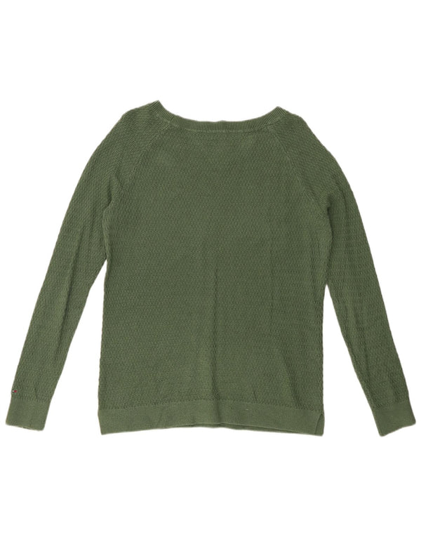 TOMMY HILFIGER Womens Boat Neck Jumper Sweater UK 10 Small Green