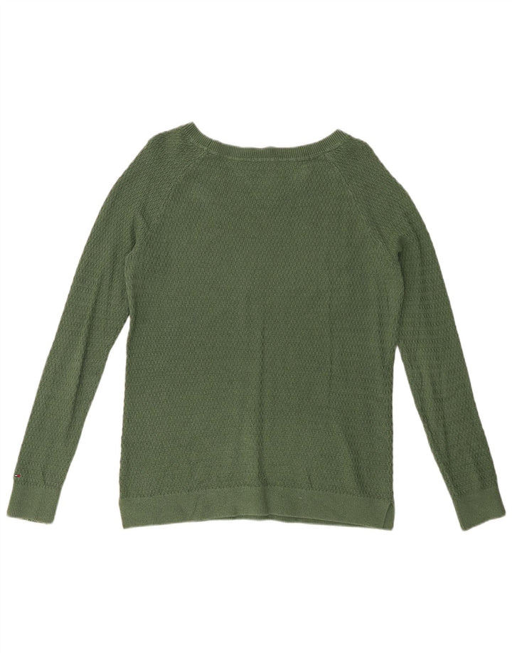 TOMMY HILFIGER Womens Boat Neck Jumper Sweater UK 10 Small Green