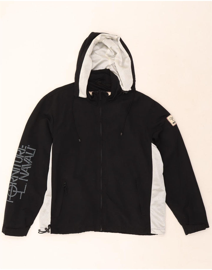 Murphy & Nye Womens Oversized Graphic Rain Jacket UK 10 Small Black