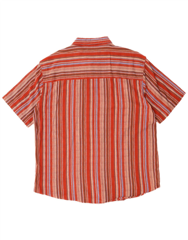 EXPLORER Mens Short Sleeve Shirt Size 18 2XL Red Striped Cotton
