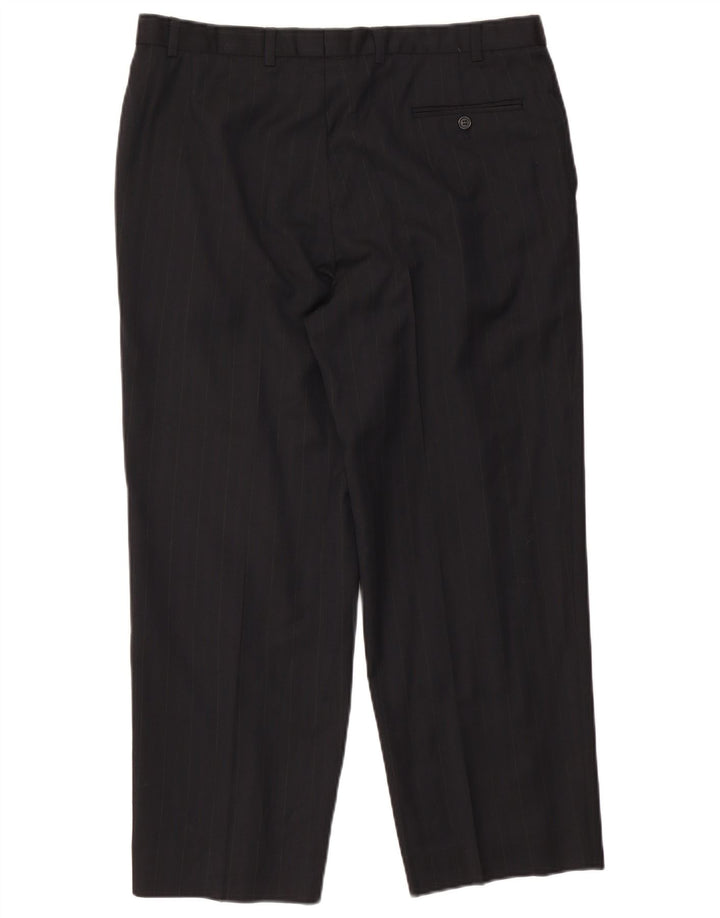 Marks & Spencer Mens Straight Suit Trousers W38 L29 Navy Blue Striped