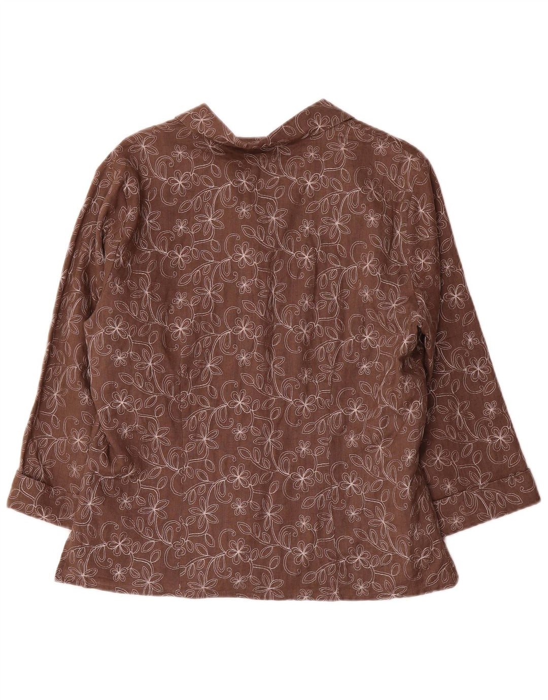 Anne Carson Womens 3/4 Sleeve Blazer Jacket UK 16 Large Brown Floral