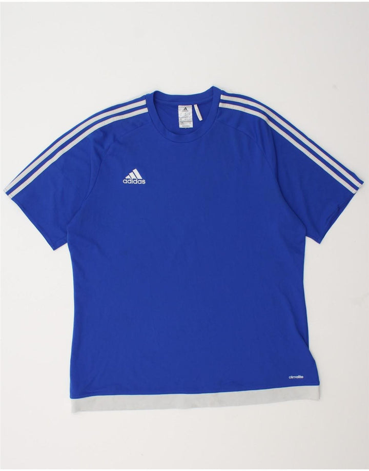 Adidas Mens Climalite T-Shirt Top XL Blue Colourblock Polyester