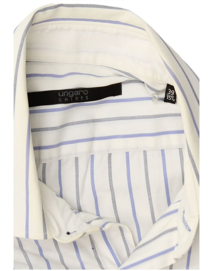 Ungaro Mens Shirt Size 39 15 1/2 Medium White Striped Cotton