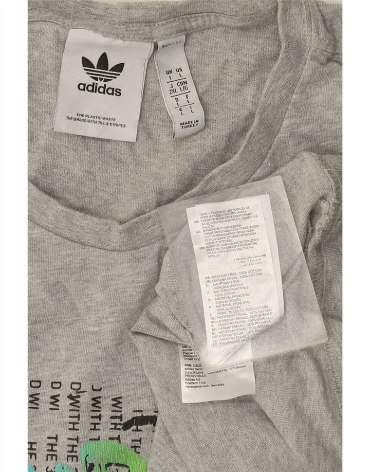 Adidas Mens Graphic T-Shirt Top Large Grey Cotton