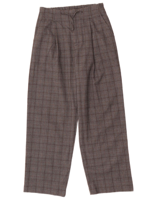Zara Girls Loose Fit Chino Trousers 13-14 Years W25 L26 Grey Houndstooth