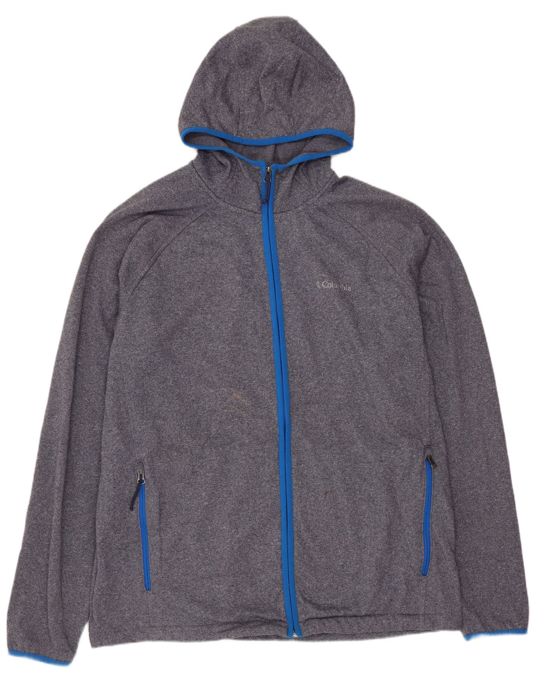 COLUMBIA Mens Zip Hoodie Sweater XL Navy Blue Flecked Polyester