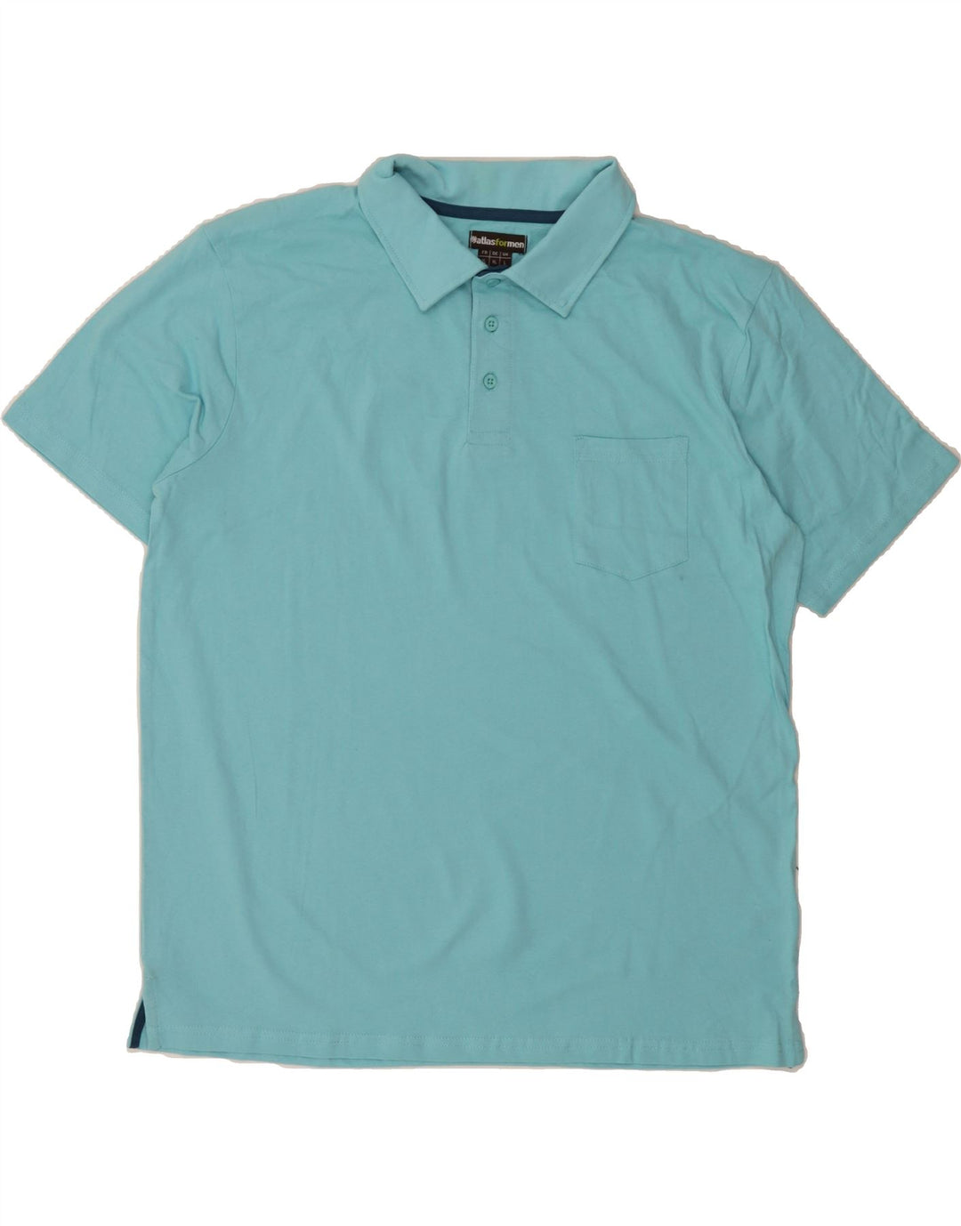 ATLAS FOR MEN Mens Polo Shirt Large Blue Cotton Vintage Atlas For Men and Second-Hand Atlas For Men from Messina Hembry 