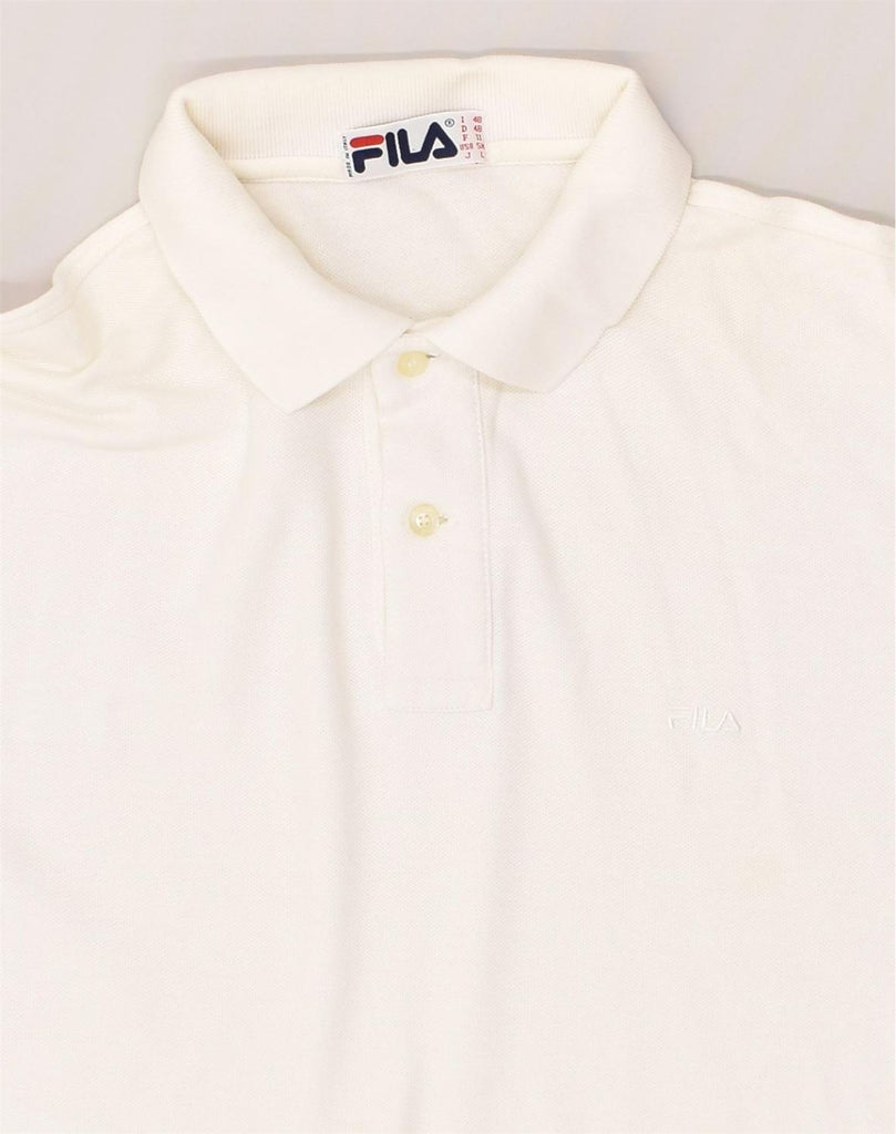 FILA Mens Polo Shirt IT 48 Medium White Cotton | Vintage Fila | Thrift | Second-Hand Fila | Used Clothing | Messina Hembry 