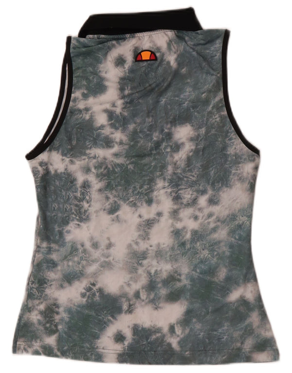 Ellesse Womens Sleeveless Zip Neck Polo shirt UK 8 Small Green Tie Dye