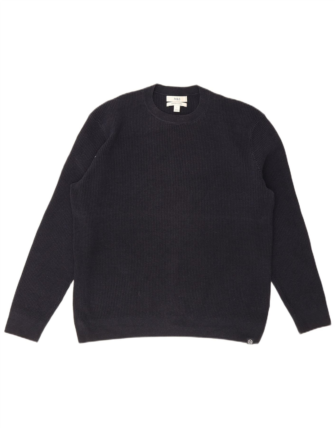 MARKS & SPENCER Mens Crew Neck Jumper Sweater Large Navy Blue Cotton