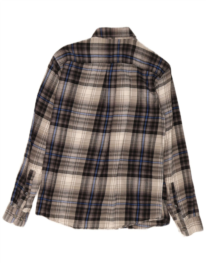 Eddie Bauer Mens Classic Fit Flannel Shirt Small Grey Check Cotton