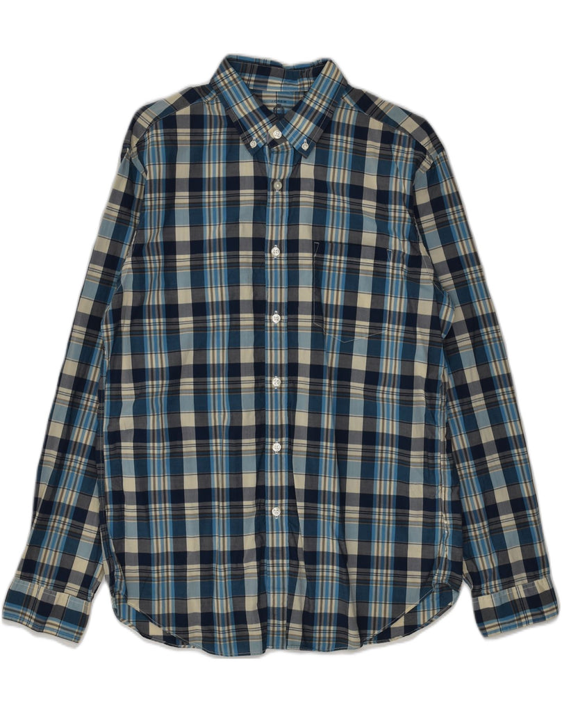 J. CREW Mens Shirt Medium Blue Check Cotton | Vintage J. Crew | Thrift | Second-Hand J. Crew | Used Clothing | Messina Hembry 