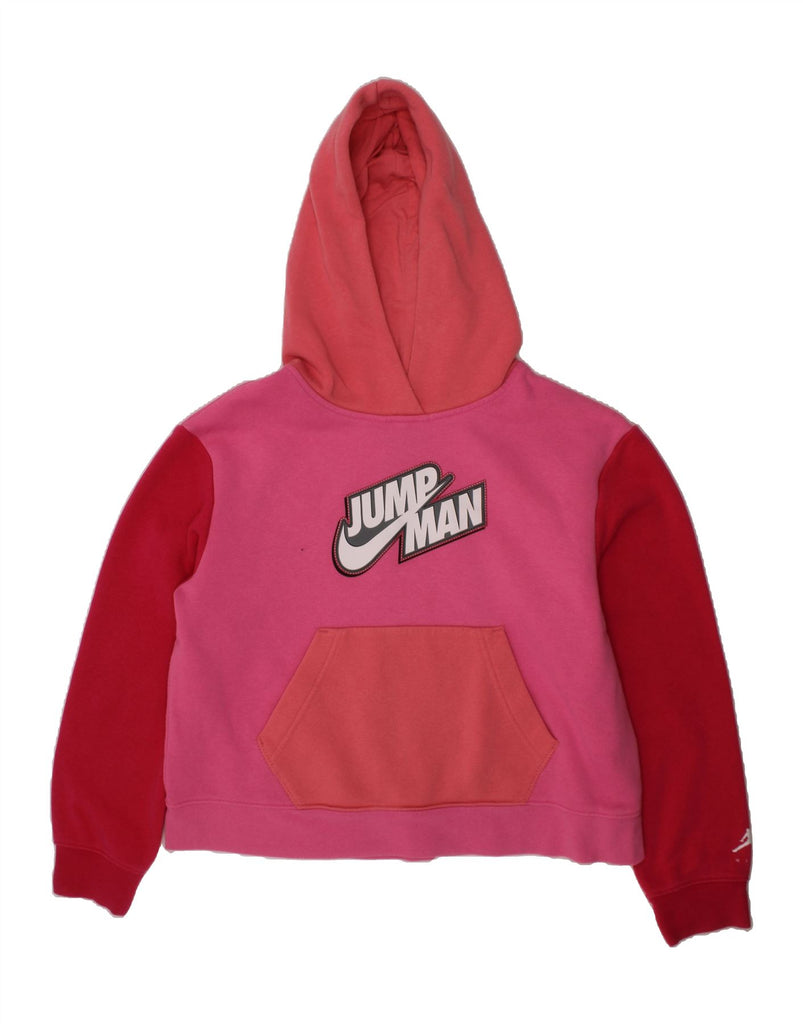 NIKE Girls Graphic Hoodie Jumper 13-14 Years XL  Pink Colourblock Cotton Vintage Nike and Second-Hand Nike from Messina Hembry 