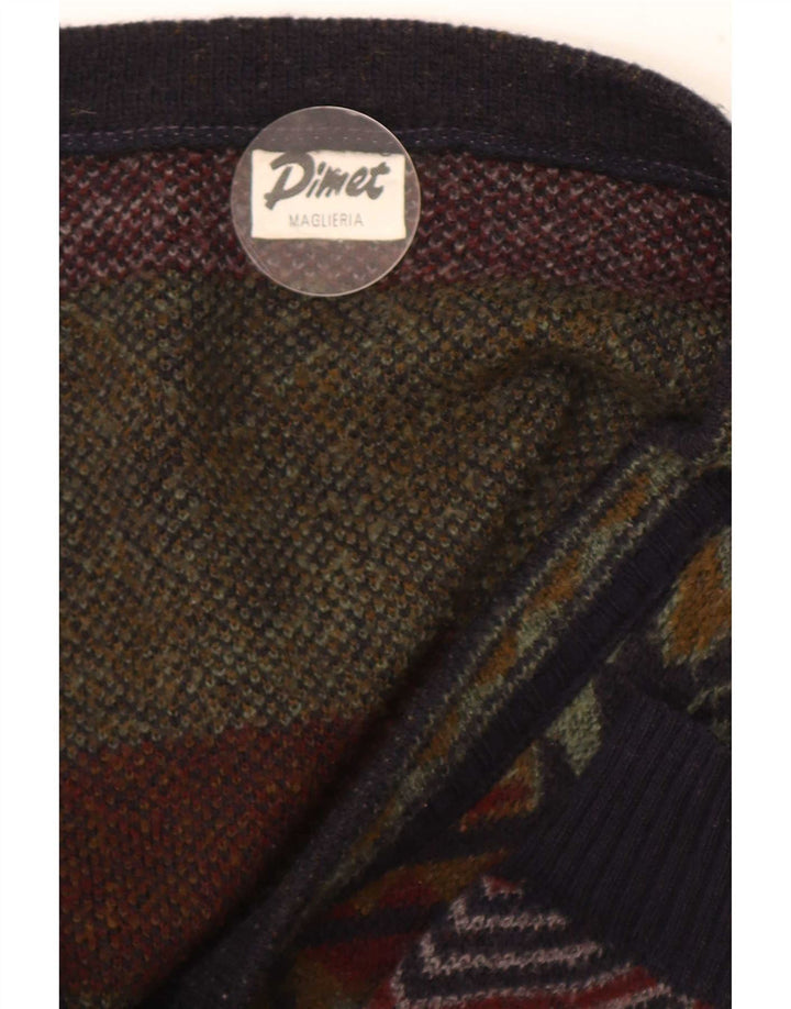 Pimet Mens Cardigan Sweater XL Multicoloured Geometric Wool