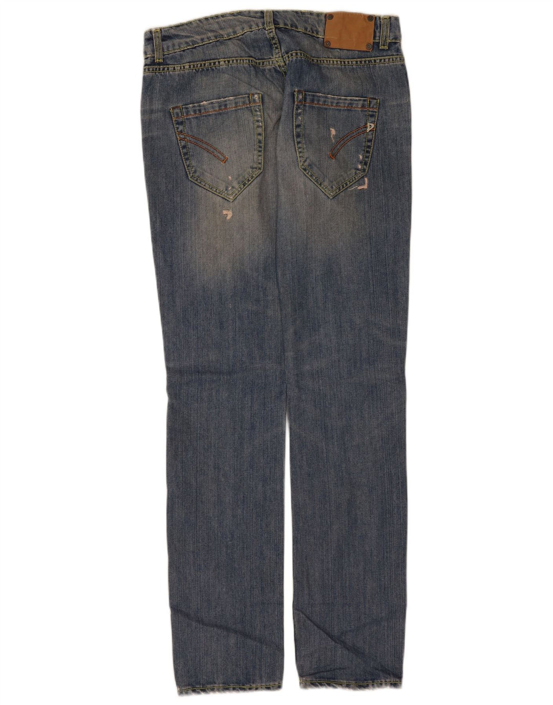 Dondup Womens Distressed Straight Jeans W30 L34 Blue Cotton