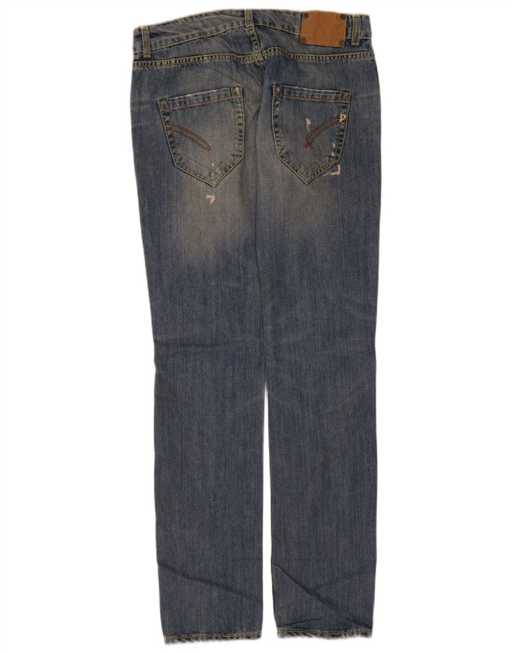 Dondup Womens Distressed Straight Jeans W30 L34 Blue Cotton