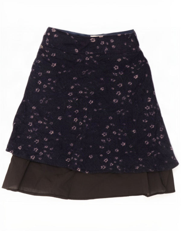 Marlboro Classics Womens Tiered Skirt UK 12 Medium W32 Navy Blue Floral