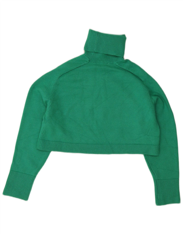 Zara Womens Crop Roll Neck Jumper Sweater UK 14 Medium Green Viscose