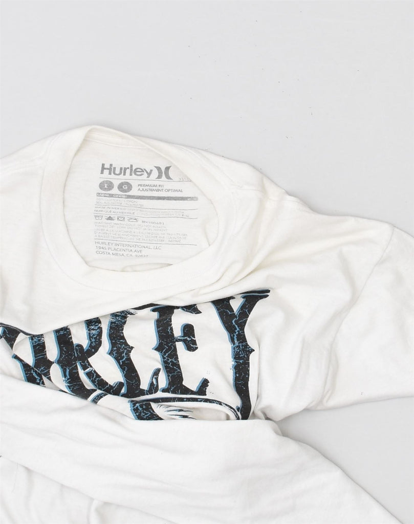 HURLEY Womens Premium Fit Graphic T-Shirt Top UK 16 Large White Cotton | Vintage Hurley | Thrift | Second-Hand Hurley | Used Clothing | Messina Hembry 