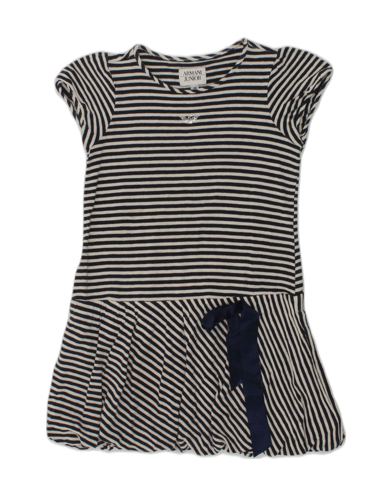 ARMANI JUNIOR Girls T-Shirt Dress 3-4 Years Navy Blue Striped Cotton | Vintage Armani Junior | Thrift | Second-Hand Armani Junior | Used Clothing | Messina Hembry 