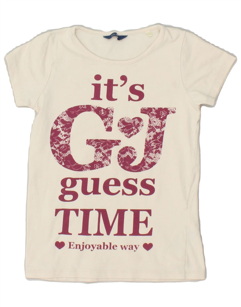 GUESS Girls Graphic T-Shirt Top 6-7 Years Small Beige Cotton | Vintage Guess | Thrift | Second-Hand Guess | Used Clothing | Messina Hembry 