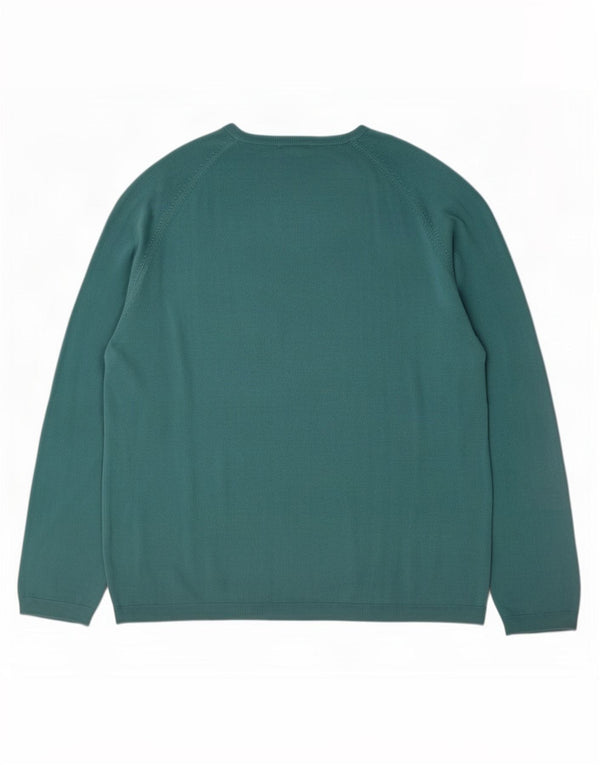 Marks & Spencer Mens V-Neck Jumper Sweater XL Green Acrylic