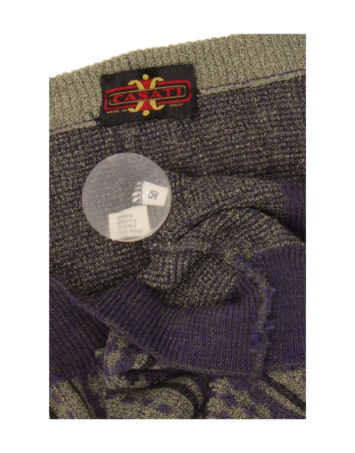 Vintage Mens Cardigan Sweater IT 50 Medium Purple Striped Wool