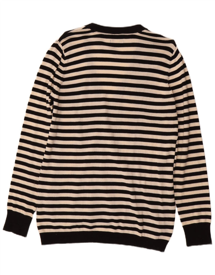 RALPH LAUREN Womens Graphic Cardigan Sweater UK 18 XL Off White Striped