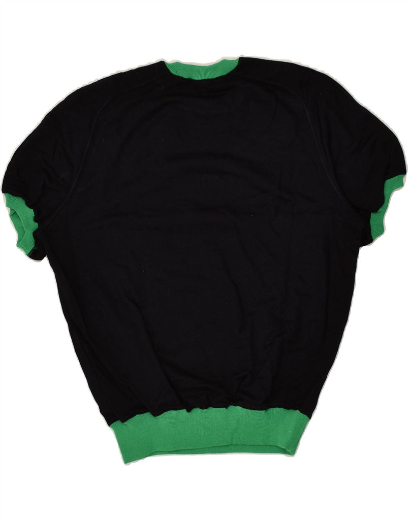 VINTAGE Womens Short Sleeve Crew Neck Jumper Sweater UK 14 Medium Black | Vintage Vintage | Thrift | Second-Hand Vintage | Used Clothing | Messina Hembry 