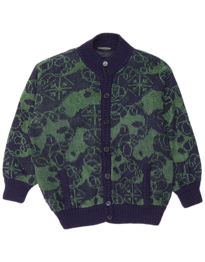 Marzia Mens Cardigan Sweater 2XL Navy Blue Geometric