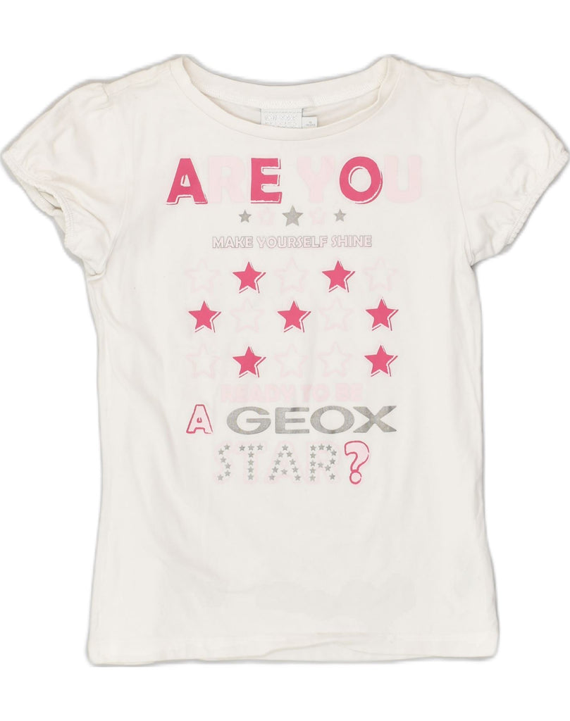 GEOX Girls Graphic T-Shirt Top 11-12 Years White Cotton | Vintage Geox | Thrift | Second-Hand Geox | Used Clothing | Messina Hembry 