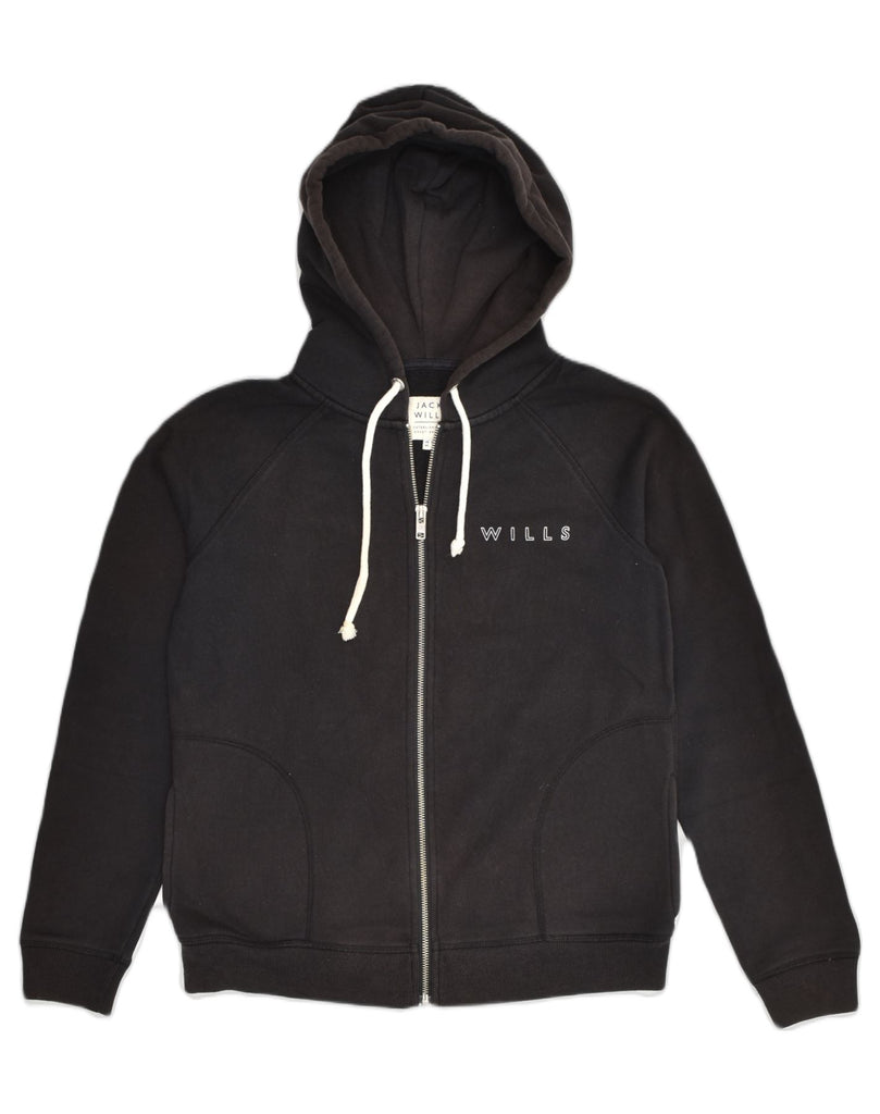 JACK WILLS Womens Zip Hoodie Sweater UK 10 Small  Black Cotton | Vintage Jack Wills | Thrift | Second-Hand Jack Wills | Used Clothing | Messina Hembry 