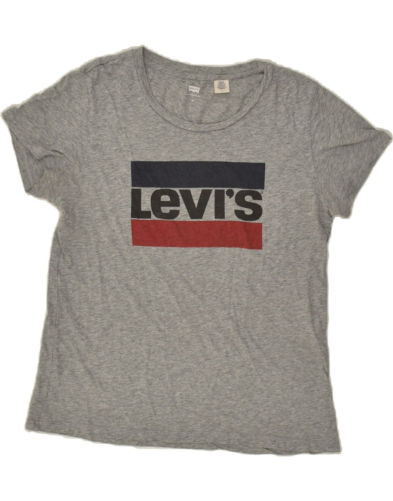 LEVI'S Womens Graphic T-Shirt Top UK 14 Medium Grey Vintage Levi's and Second-Hand Levi's from Messina Hembry 