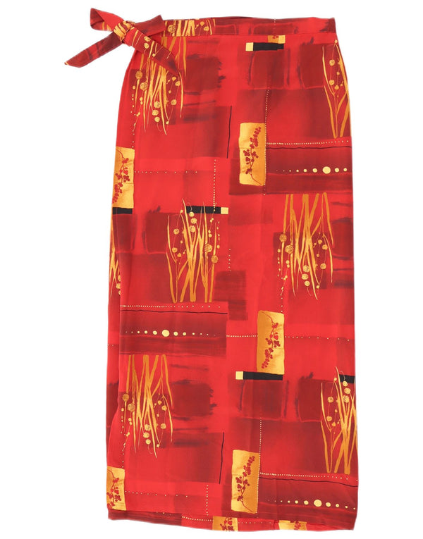 Vintage Womens Abstract Pattern Wrap Skirt W30 Small Maroon