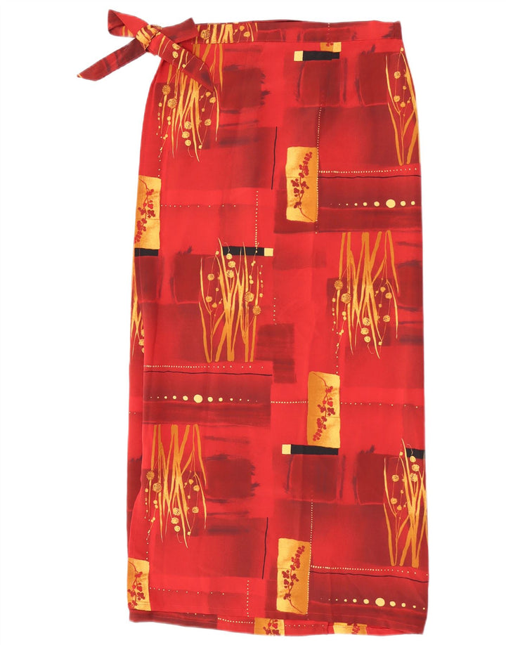 Vintage Womens Abstract Pattern Wrap Skirt W30 Small Maroon