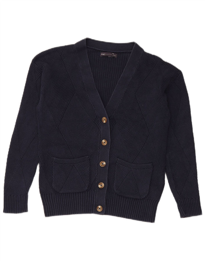Marks & Spencer Womens Oversized Cardigan Sweater UK 10 Small Navy Blue