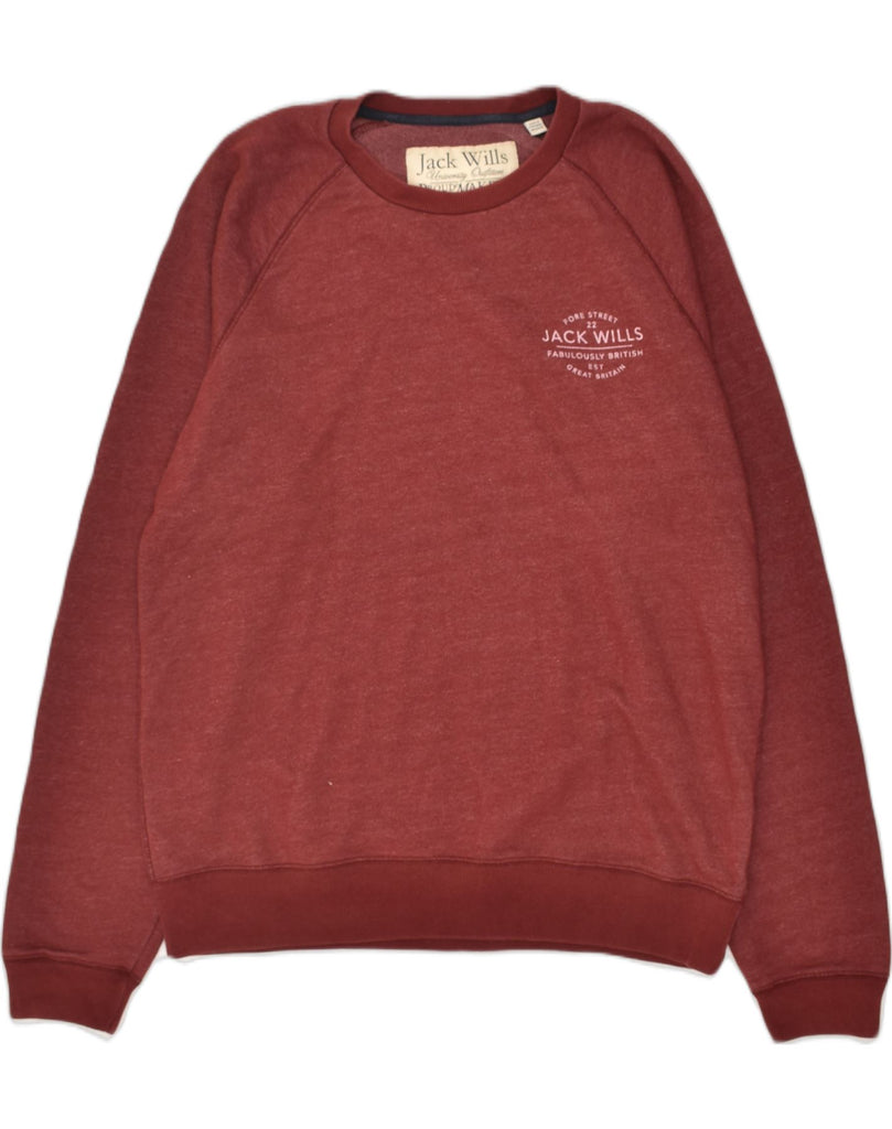 JACK WILLS Mens Sweatshirt Jumper Large Burgundy Cotton | Vintage Jack Wills | Thrift | Second-Hand Jack Wills | Used Clothing | Messina Hembry 