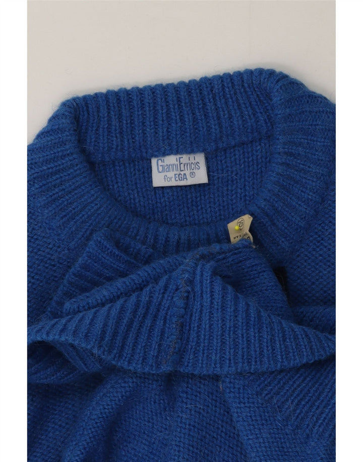 Vintage Mens Crew Neck Jumper Sweater IT 52 Large Blue Colourblock