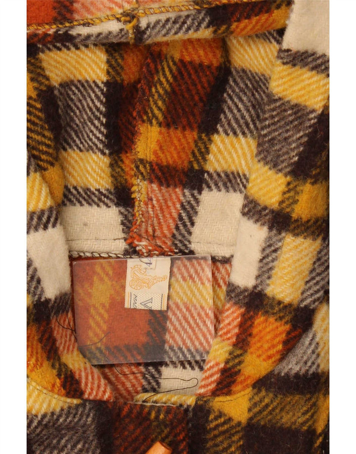 Vintage Womens Hooded Duffle Coat IT 44 Medium Multicoloured Check