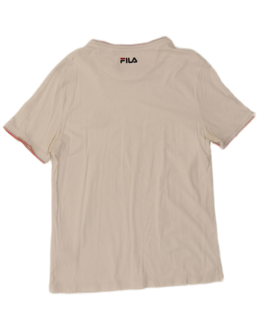 Fila Mens T-Shirt Top Small White Striped Cotton
