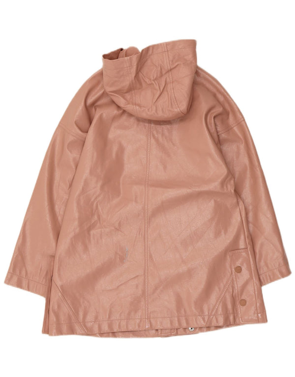 Zara Girls Hooded Faux Leather Overcoat 11-12 Years Pink Polyurethane
