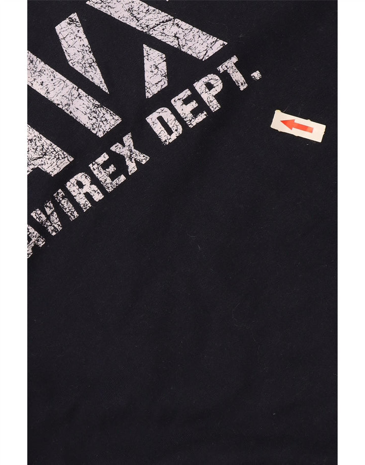 Avirex Womens Graphic Hoodie Jumper UK 14 Medium Navy Blue Cotton