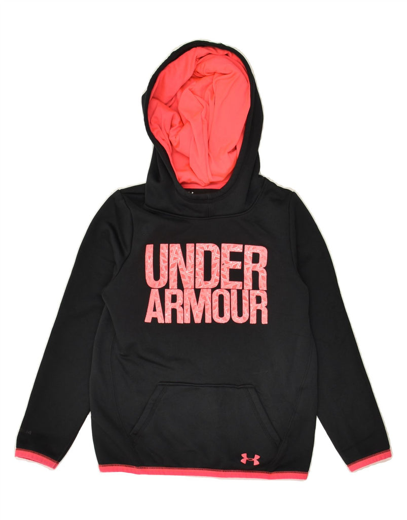 UNDER ARMOUR Boys Cold Gear Graphic Hoodie Jumper 7-8 Years Small Black | Vintage Under Armour | Thrift | Second-Hand Under Armour | Used Clothing | Messina Hembry 