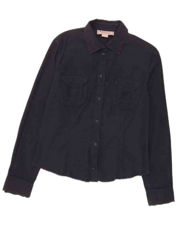 Marlboro Classics Womens Corduroy Shirt UK 16 Large Navy Blue Cotton