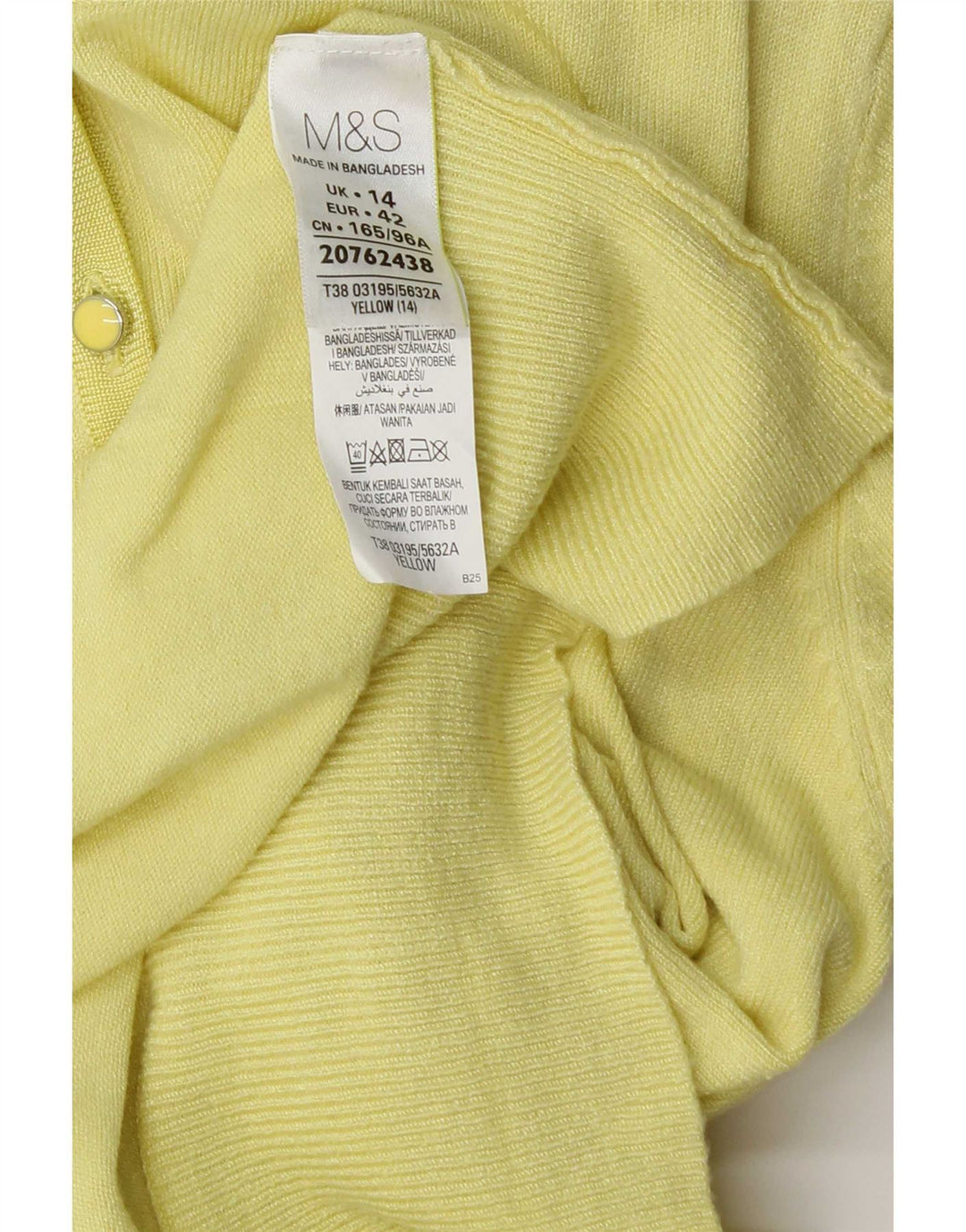 Marks & Spencer Womens Cardigan Sweater UK 14 Large Yellow Viscose